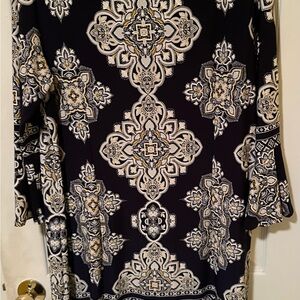 Elegant Blue and White Patterned Women's Dress